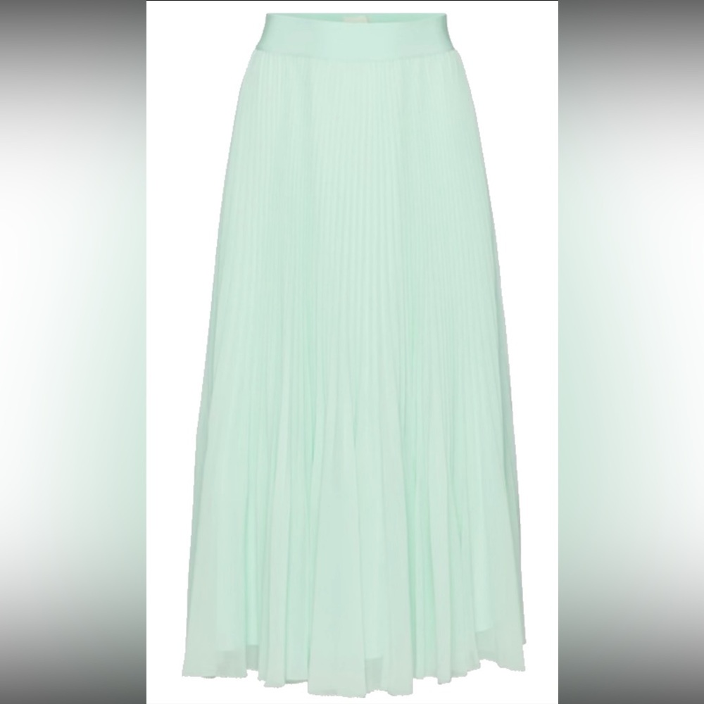 Mint Green Pleated Maxi Twirl Skirt